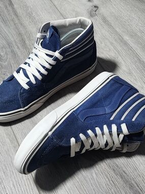 Vans Sk8- Hi Sport Stripes True Navy Sneakers Womens Size 7.5 Mens Size 6